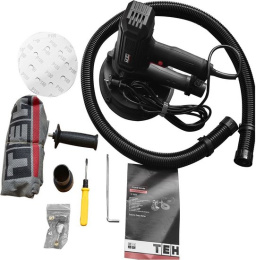 Шлифмашина для стен и потолков TEH TS18508 (мощность: 800 Вт, 1500-2500 об/мин: диаметр шлифплатформы: 180 мм, регулировка оборотов, подсветка, мешок для сбора пыли)