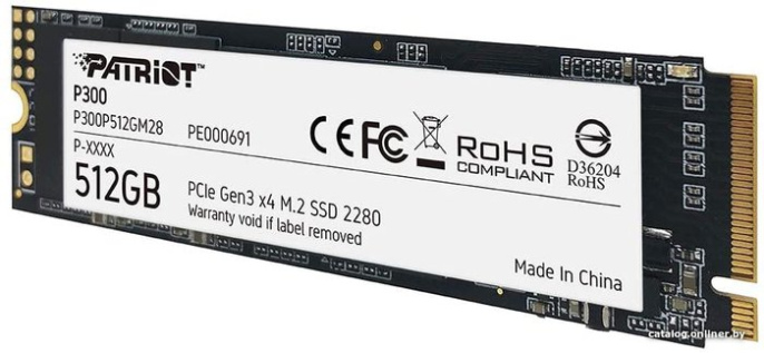 Накопитель SSD M.2 2280 M PCI Express 3.0 x4 Patriot 512GB P300 P300P512GM28 1700/1200 MBps TLC