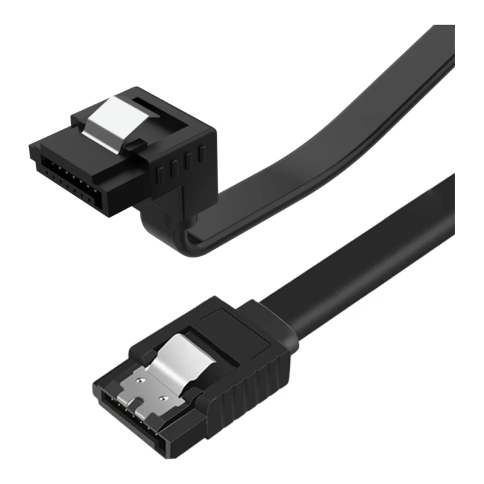 Угловой кабель SATA 5bites EXPRESS, v3.0, 6 Гбит/сек, 0.5м, черный SATA3-7PL50A-BK