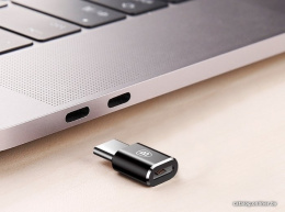 Переходник Baseus CAMOTG-01 Type-C (M) to Micro USB (F), без провода, Black (передача данных, питание устройств, вилка-розетка, 2.4А)