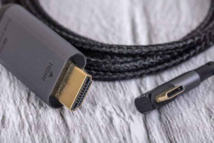 Кабель CABLETIME CC11K (CT-C160-PU31-CMRHD1-S1.8) 1.8 м, USB TYPE C - HDMI 90° 4K/60 Гц