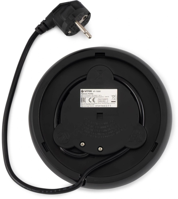 Чайник электрический Vitek VT-7032 1.8л. 1850Вт прозрачный/черный корпус: стекло