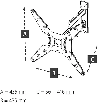 Кронштейн для телевизора Hama 00220824 черный 37"-90" макс.25кг настенный поворот и наклон