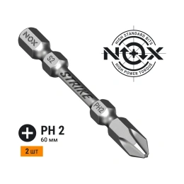 Бита impact STRIKE (2 шт; Рh2х60 мм; карта; E6.3) NOX 333260-2