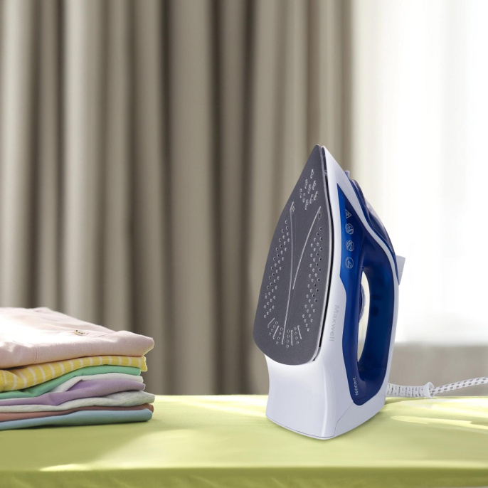 Утюг Maxwell MW-3007,  с паровым ударом,  2400Вт,  белый и синий