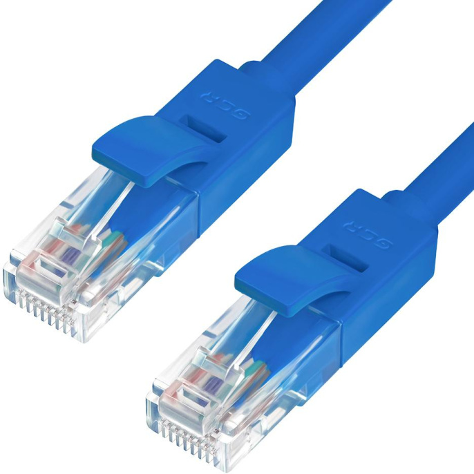 Greenconnect Патч-корд прямой 0.1m, UTP кат.5e, синий, позолоченные контакты, 24 AWG, литой, GCR-LNC01-0.1m, ethernet high speed 1 Гбит/с, RJ45, T568B