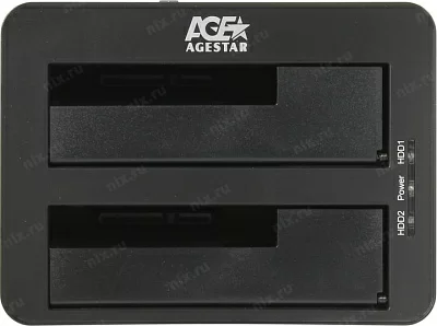 Мобильное шасси AgeStar 3UBT8-Black SATA Docking Station (для подключения 2x3.5"/2.5"SATA HDD USB3.0)