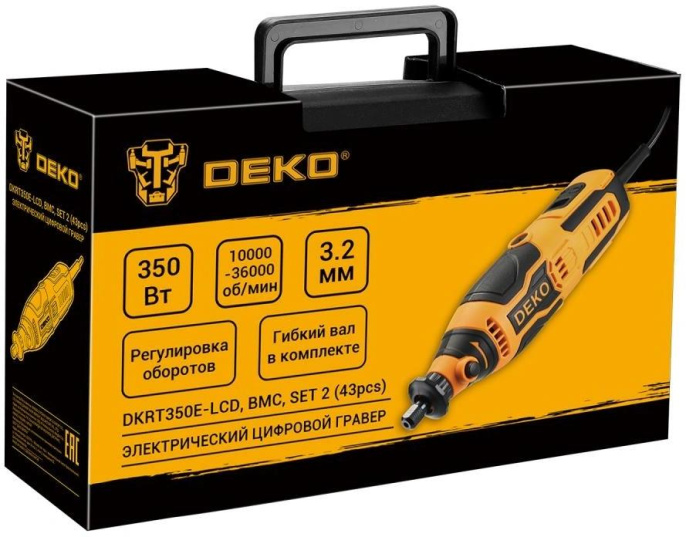 Гравер Deko DKRT350E-LCD 350Вт насадок:43 кейс