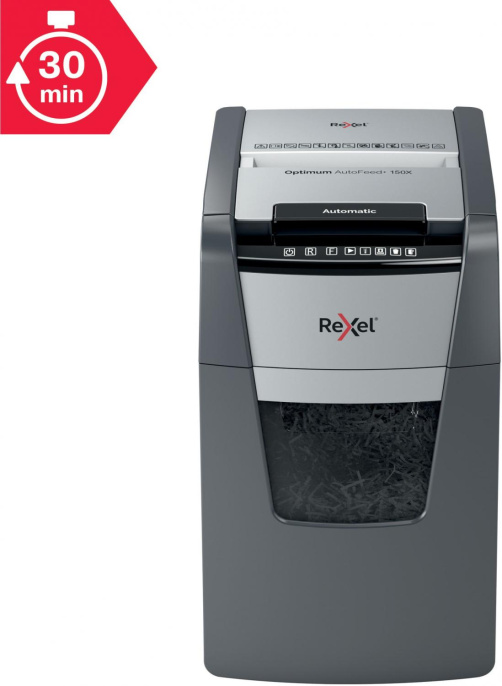 Уничтожитель бумаг Rexel Optimum AutoFeed 150X, с автоподачей, P-4, 4х28 мм, 150 лист. одновременно, 44л [2020150xeu]