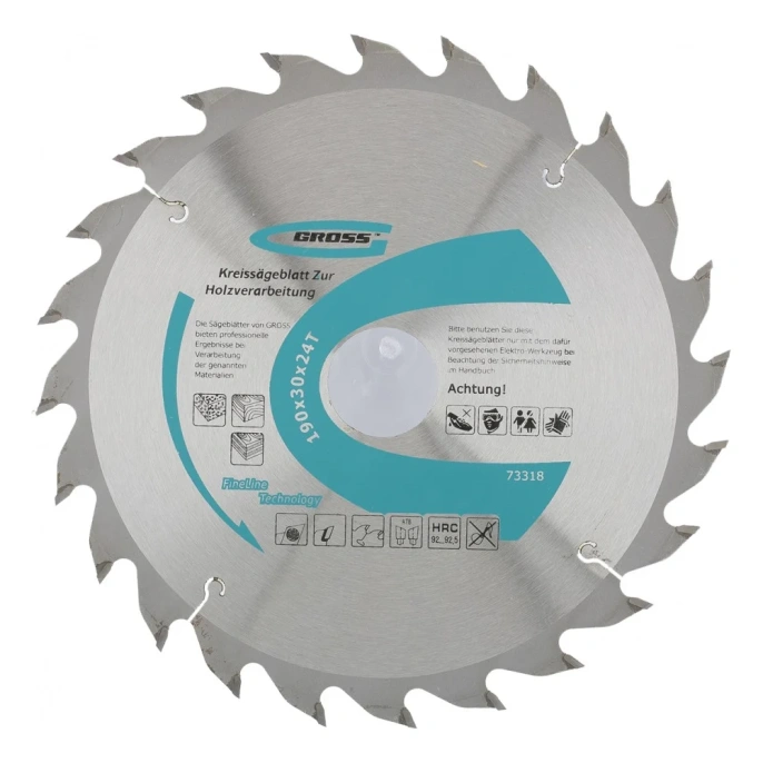 Пильный диск по дереву 190x30 мм, 24Т GROSS 73318