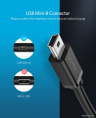 Кабель UGREEN US249 10383 Mini USB 5Pin Male To USB 2.0 A Female OTG Cable. Длина 10 см. Цвет: черный (10383_)