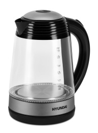 Чайник электрический Hyundai HYK-G3803 1.7л. 2200Вт черный/серебристый корпус: стекло