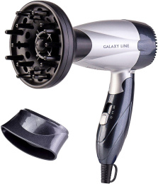 Фен GALAXY LINE GL 4305, 1400Вт, черный и серый
