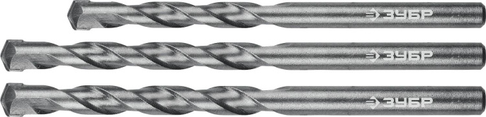 Набор сверл Зубр 2922-H3_z01, по бетону/кирпичу, цилиндрический, 3шт