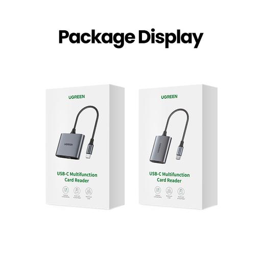 Кардридер UGREEN CM387 80798 USB-C to SD/TF + USB 2.0 Memory Card Reader. Цвет: серый