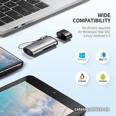 Кардридер UGREEN CM184 50704 USB-C TF + SD Card Reader. Цвет: серый (50704_)