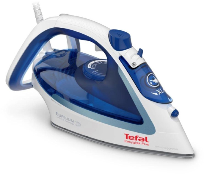 Утюг Tefal Easygliss Plus FV5715E0,  с паровым ударом,  2400Вт,  голубой и белый