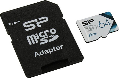 Карта памяти Silicon Power SP064GBSTXBU1V21SP microSDXC Memory Card 64Gb UHS-I U1 + microSD-- SD Adapter