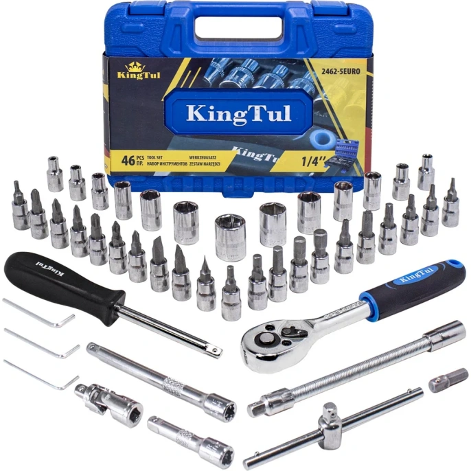 Набор инструмента KingTul 46пр., 1/4, 6-гран., 4-14мм KT-2462-5 EURO(51109)