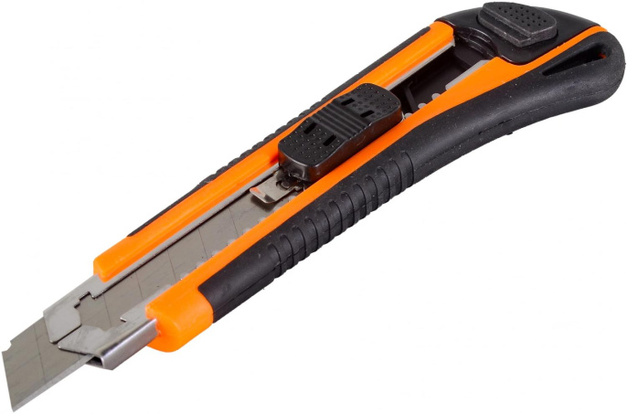 Строительный нож Вихрь 18мм лезв.1шт оранжевый/черный 73/10/10/4