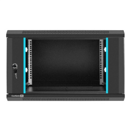 Exegate EX298605RUS Шкаф телекоммуникационный 19" настенный 6U ExeGate EC-WM-6U.450.G.BLACK 19”, 6U, 600x450x370mm ШхГхВ , передняя дверь закаленное стекло, съемные боковые панели, пыле- и влагозащи