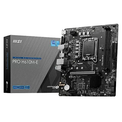 Мат. плата MSI PRO H610M-E (RTL) LGA1700 H610 PCI-E Dsub+HDMI GbLAN SATAMicroATX 2DDR5