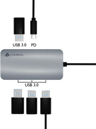 Хаб (разветвитель) LYAMBDA LC118, серый