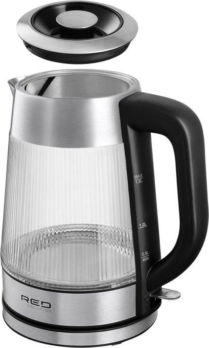 Чайник электрический RED SOLUTION G121, 1.8л, стекло/металл/пластик