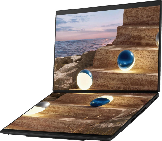 Ноутбук Asus ZenBook Duo UX8407AA-SN426X Core Ultra X7 358H 32Gb SSD1Tb Intel Arc 14" OLED Touch 3K 2880x1800 Windows 11 Pro grey WiFi BT Cam 90NB16V1-M00P90