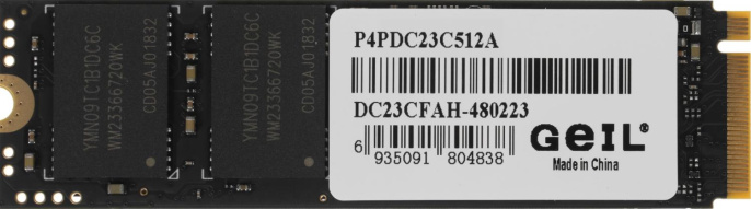 Накопитель SSD Geil PCIe 4.0 x4 512GB P4PDC23C512A P4P M.2 2280 0.46 DWPD