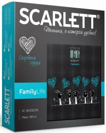 Напольные весы SCARLETT SC-BS33E019, до 180кг, цвет: черный/рисунок