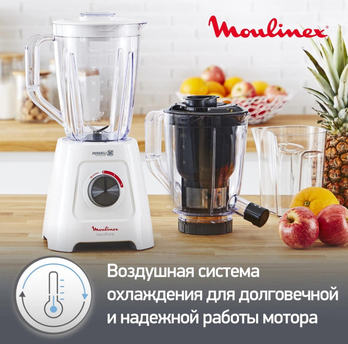 Блендер MOULINEX Blendforce LM42Q110,  стационарный,  белый