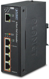 IPOE-E174 индустриальный PoE экстендер/ IP30 Industrial 1-Port 60W Ultra POE to 4-Port 802.3af/at Gigabit POE Extender -40 to 75 C