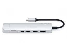 Док-станция Satechi ST-UCSMA3S Type-C Slim Multiport with Ethernet Adapter 2xUSB 3.0, USB Type-C, HDMI, RJ-45, SD, micro-SD , Серебристый