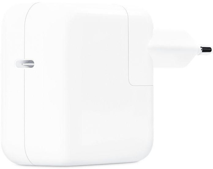 Зарядное устройство для MacBook Apple 30W USB-C Power Adapter A2164 MY1W2ZM/A сетевое зарядное для телефонов/для планшетов/для ноутбуков, разъем подключения отсутствует нужен кабель , выходная мощность 30 Вт, быстрая зарядка