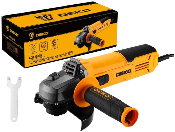 Углошлифовальная машина Deko AG1250DK 1250Вт 12000об/мин рез.шпин.:M14 d 125мм 083-1025