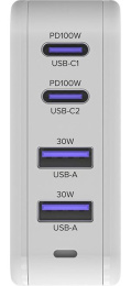 GCR Сетевое зарядное устройство 100W, 2 USB + 2 TypeC, GaN Tech Quick Charger, PD 3.0, белый GCR-54225