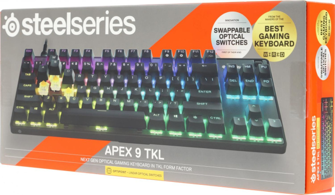 Клавиатура Steelseries Apex 9 TKL механическая черный USB Multimedia for gamer LED подставка для запястий 64847