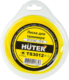 Леска для садовых триммеров Huter TS3012 d 3мм L 12м для Huter GGT-1900S T 71/2/3