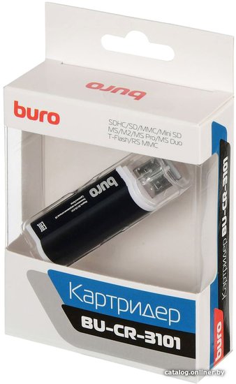 Устройство чтения карт памяти USB2.0 Buro BU-CR-3101 черный