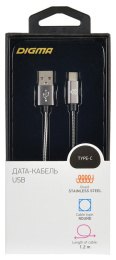 Кабель Digma TYPE-C-1.2M-BRAIDED-G USB m -USB Type-C m 1.2м черный