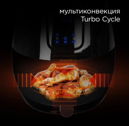 Аэрогриль Redmond AG1902 1500 Вт, металлический ТЭН нагревательный элемент, сенсорное управление, объем колбы: 3.1 л, таймер, регулировка температуры, цвет: черный