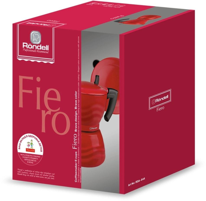Кофеварка гейзерн. Rondell Fiero RDA-844 0.3л алюминий красный