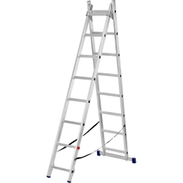 Алюминиевая двухсекционная лестница СИБРТЕХ 2х8 ступеней 97908