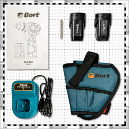 Дрель-шуруповерт аккумуляторная ударная BORT BAB-16U (2x2А.ч) 93414882