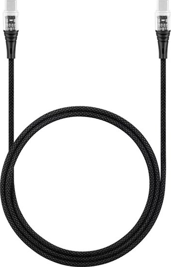 Кабель зарядный и дата TTEC ExtremeCable Ekstra Durable Transparent USB-C-USB-C 60W PD/QC Fast Charging&Data Cable. Длина: 120 см. Цвет: черный (2DK58S)