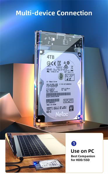 Бокс для накопителей 2.5" Netac WH11 NT07WH11-30CC 2.5 SATA to USB3.0 + USB3.0 C to C cable