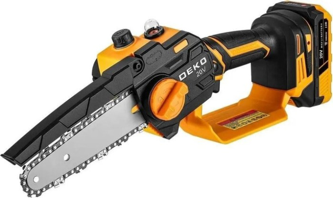 Цепная пила DEKO DKCHS 20-6 PRO, аккумуляторная, 20В, 2.2Ач, с двумя аккумуляторами [083-2012]