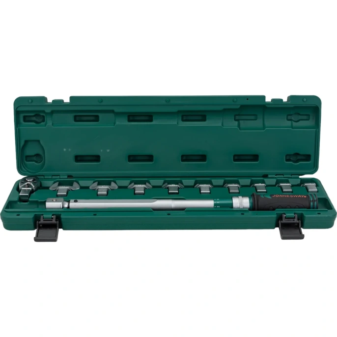 Динамометрический ключ Jonnesway T30200NS 1/2"DR со сменными рожковыми насадками 13-30 мм и приводом, 40-200 Нм 49853 049853