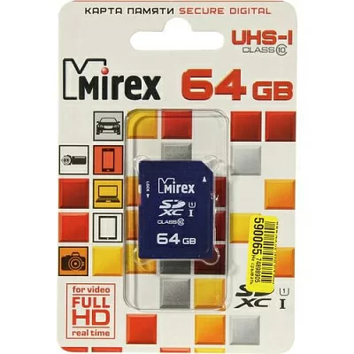 Флеш карта SD 64GB Mirex 13611-SD10CD64 SDXC Class 10 UHS-I